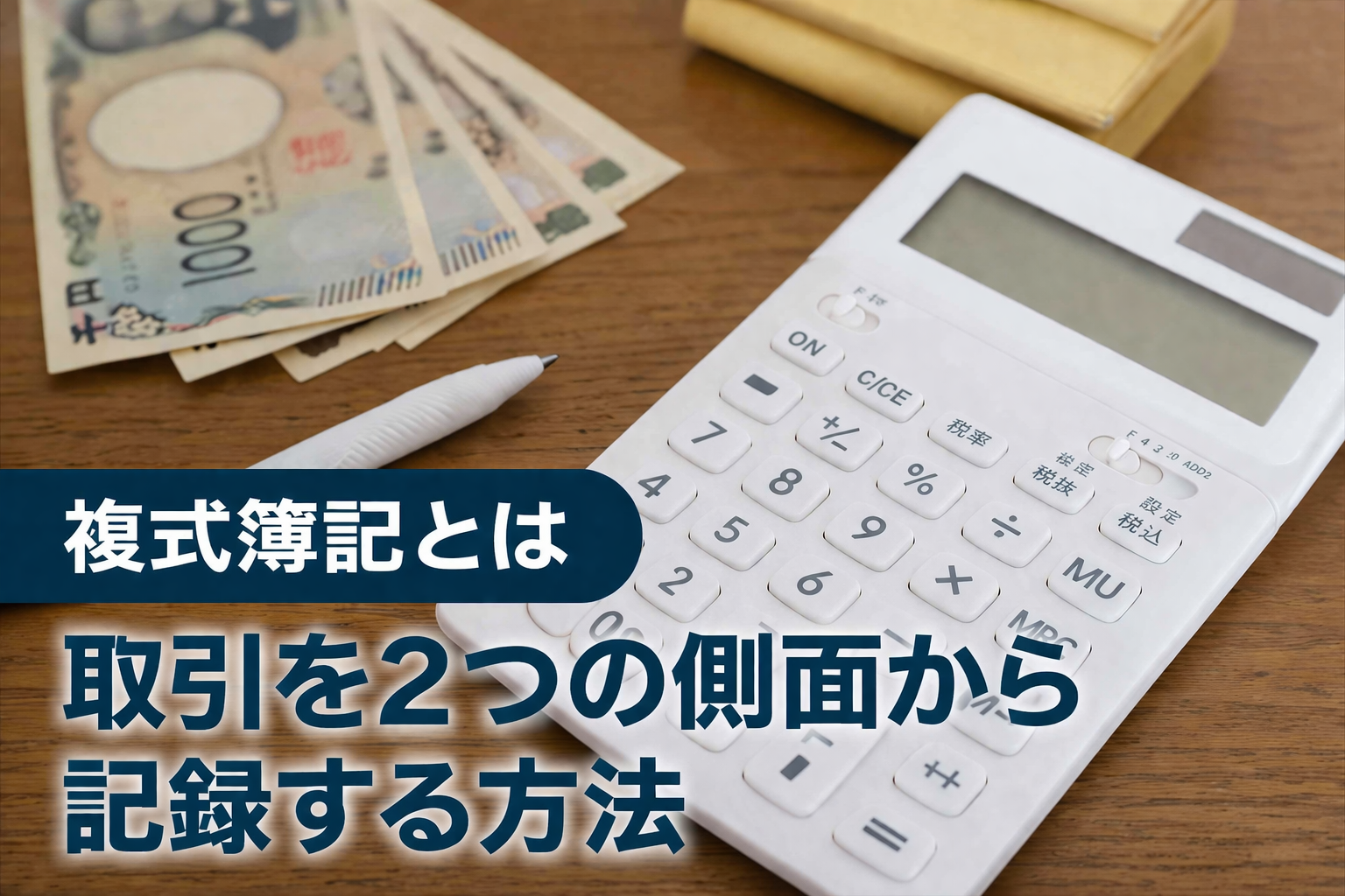 電卓と1000円札