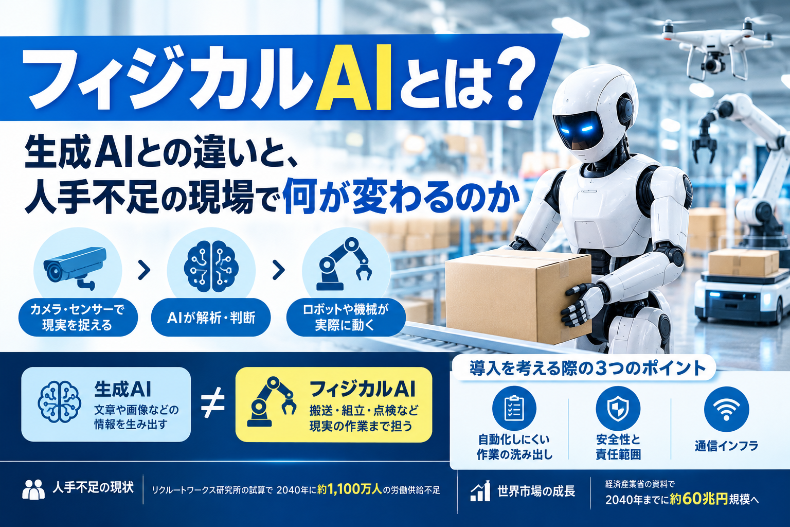 フィジカルAIとは？生成AIとの違いと、人手不足の現場で何が変わるのか