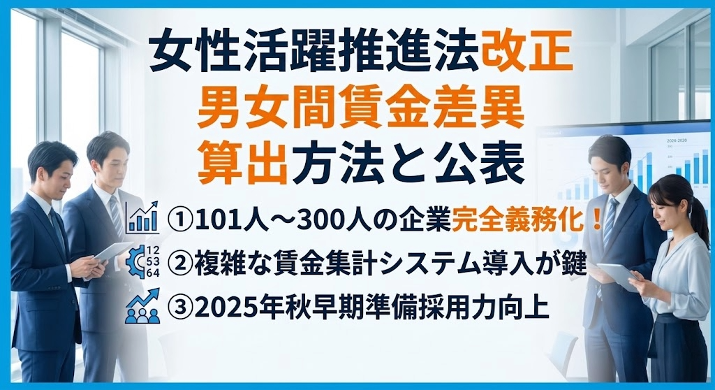女性活躍推進法改正で義務化される「男女間賃金差異」の算出方法と公表ステップ