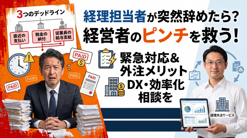 経理担当者が突然辞めたらどうする？経営者のパニックを防ぐ5つの緊急対応と外注化のメリット